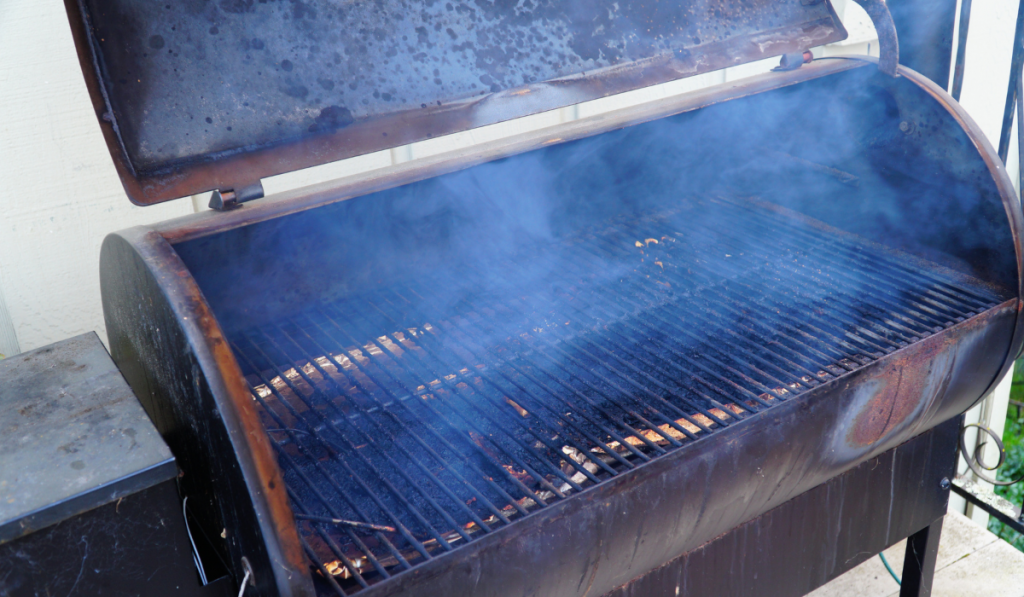 A Treager Smoker pre-heating so it can be used to cook up some dinner.