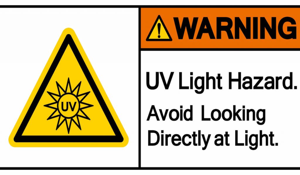 Warning UV Light Hazard Avoid Looking Directly at Light Symbol Sign