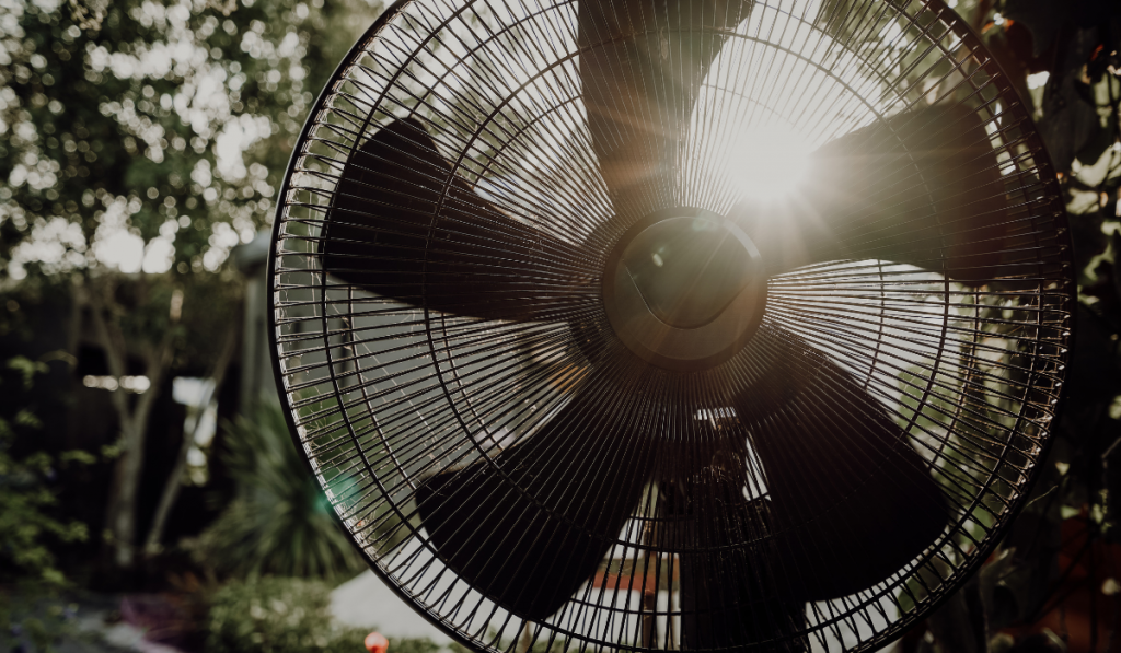  Beautiful portrait of electric fan in background of summer jungle